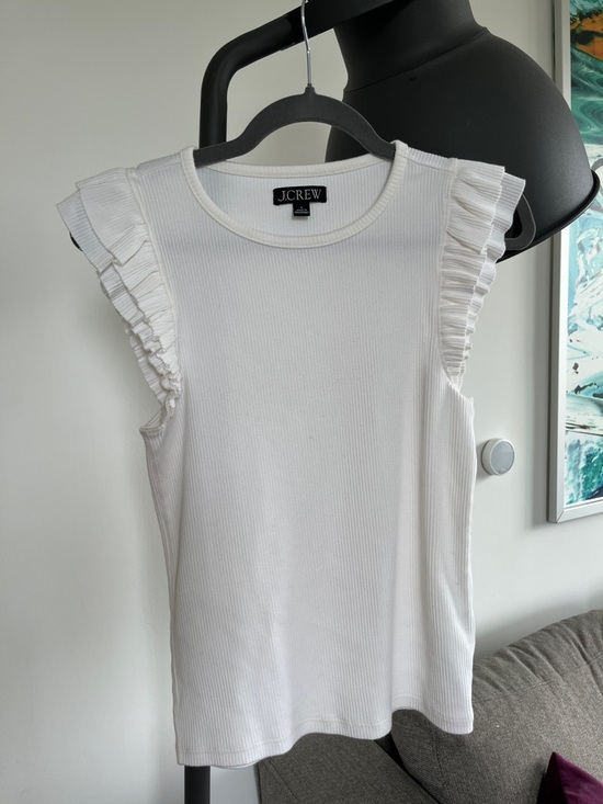 J. Crew Tops - J. Crew Vintage Rib Ruffle Sleeve Shirt (Size Small)